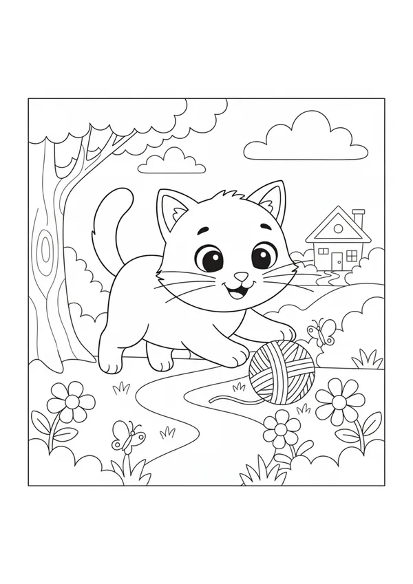고양이 (바깥놀이) 색칠공부 도안