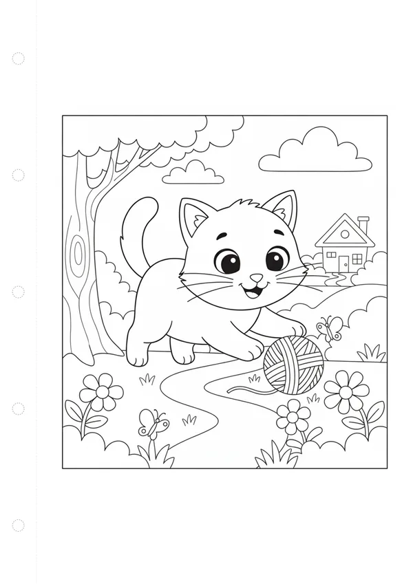 고양이 (바깥놀이) 색칠공부 도안
