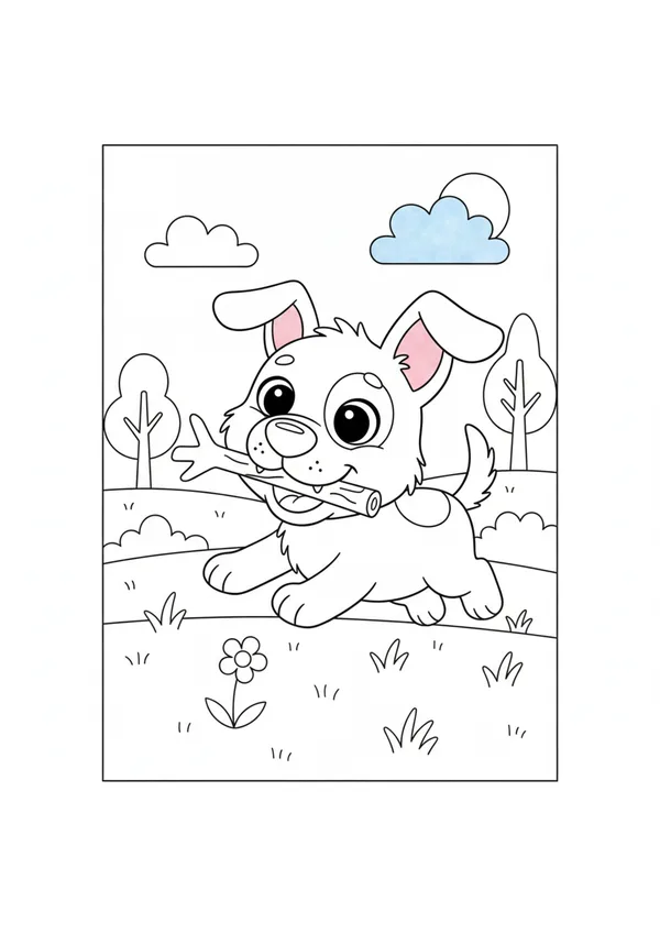 강아지 (바깥놀이) 색칠공부 도안