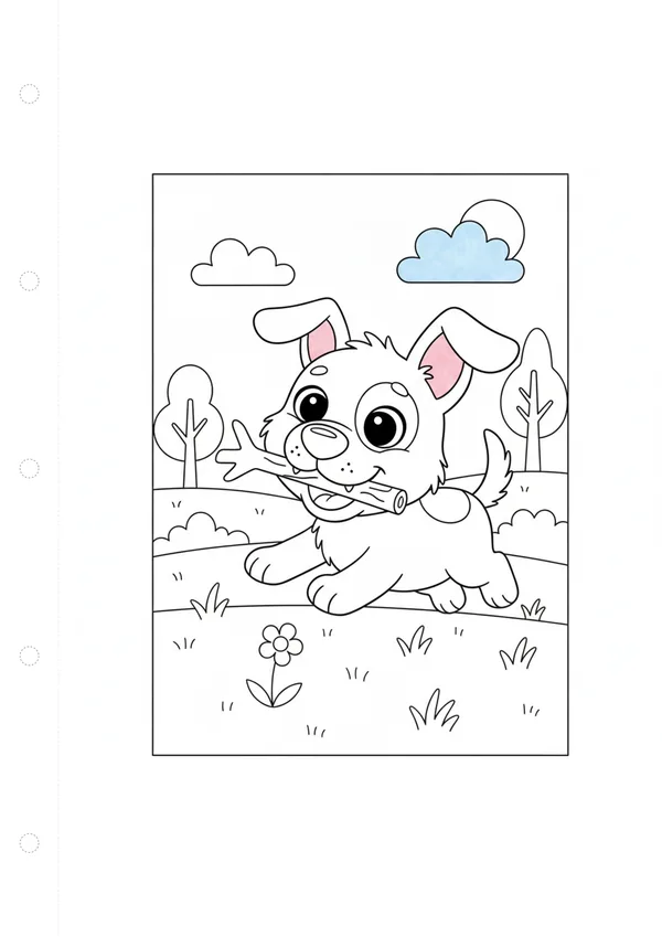 강아지 (바깥놀이) 색칠공부 도안