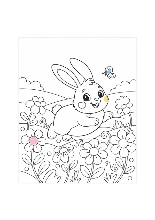 토끼 (바깥놀이) 색칠공부 도안