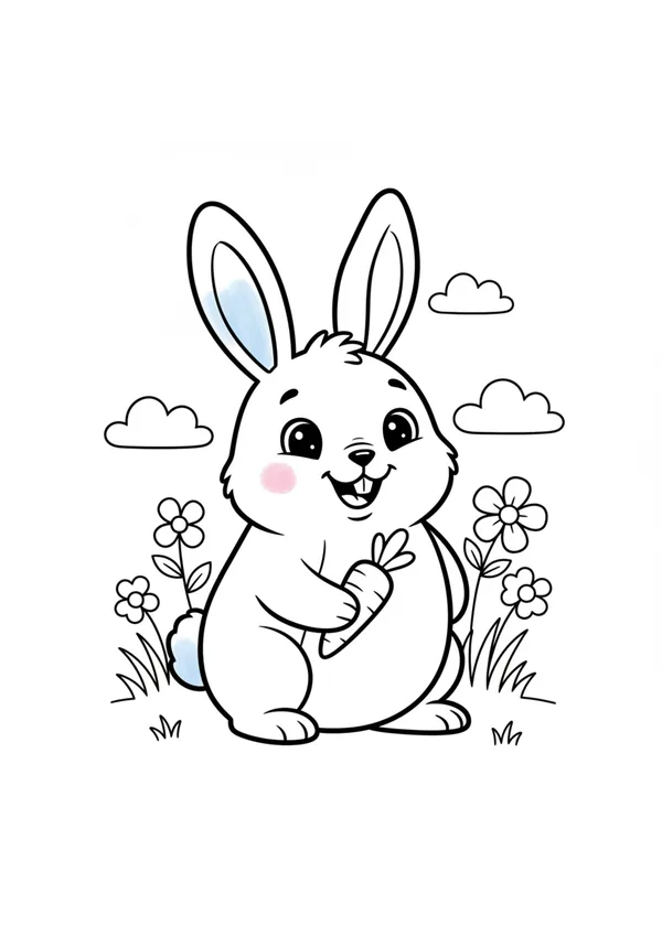 토끼 (방긋) 색칠공부 도안