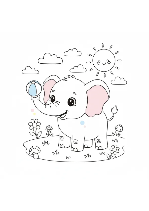 코끼리 (바깥놀이) 색칠공부 도안