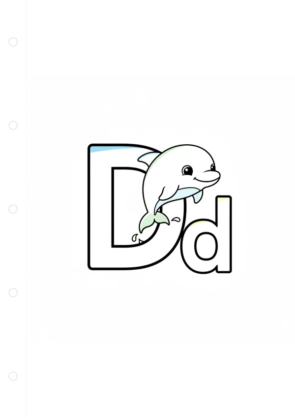 알파벳 D (돌고래) 색칠공부 도안