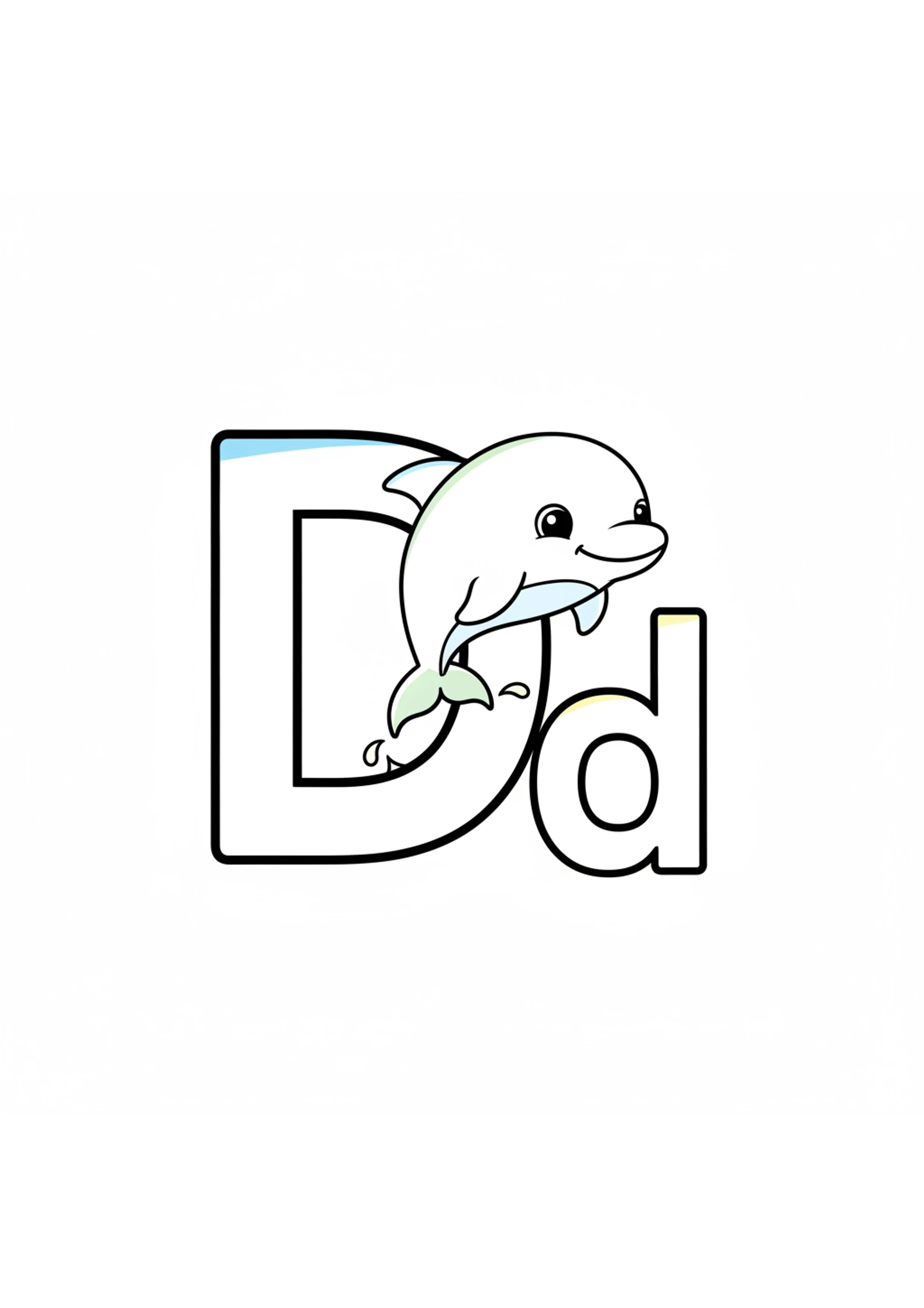 알파벳 D (돌고래) 원본 도안