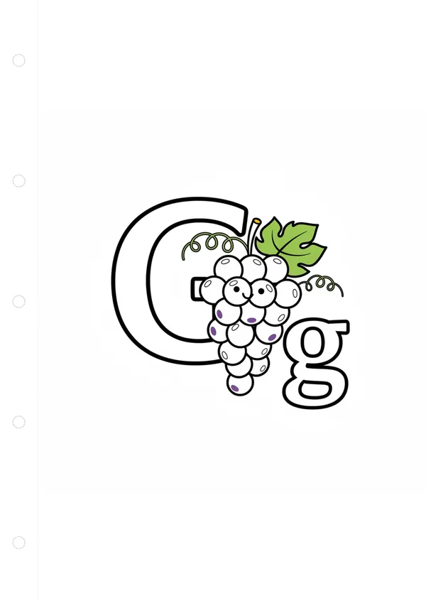 알파벳 G (포도) 색칠공부 도안
