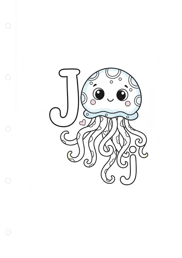 알파벳 J (해파리) 색칠공부 도안