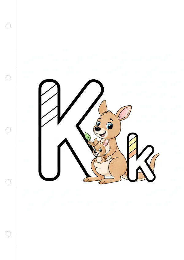 알파벳 K (캥거루) 색칠공부 도안