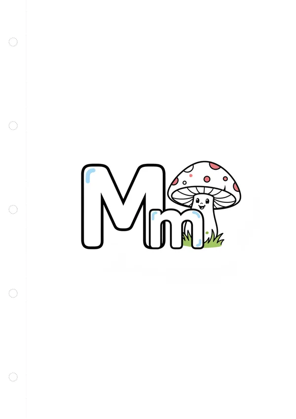 알파벳 M (버섯) 색칠공부 도안
