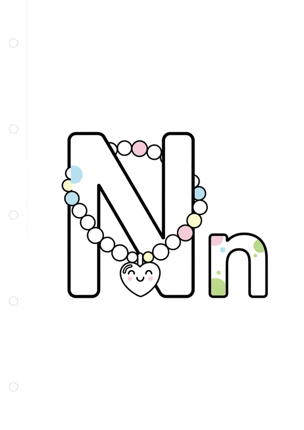 알파벳 N (목걸이) 색칠공부 도안