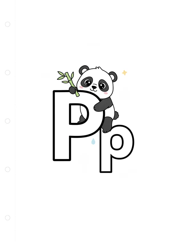 알파벳 P (판다) 색칠공부 도안