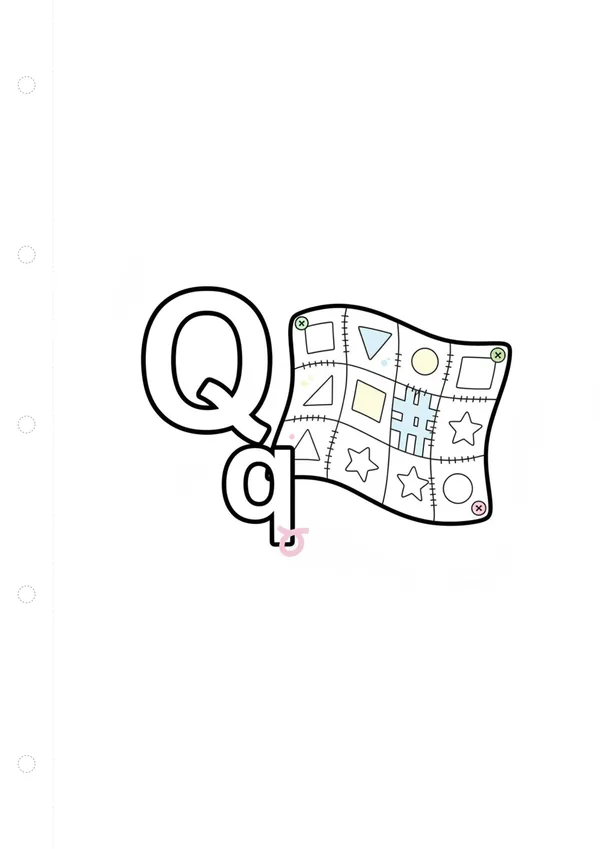 알파벳 Q (퀼트 이불) 색칠공부 도안