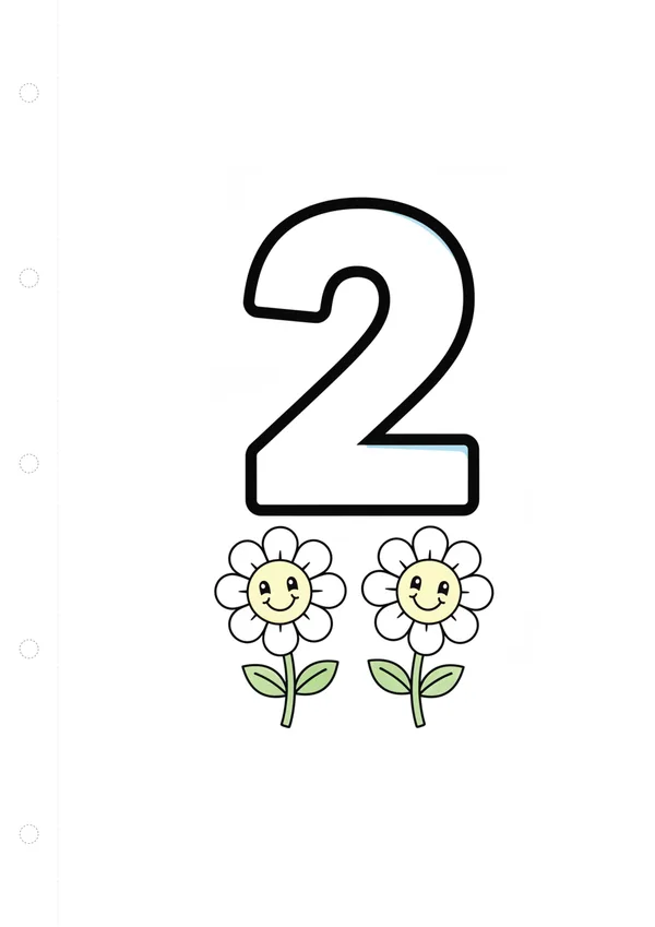 숫자 2 (꽃 2개) 색칠공부 도안