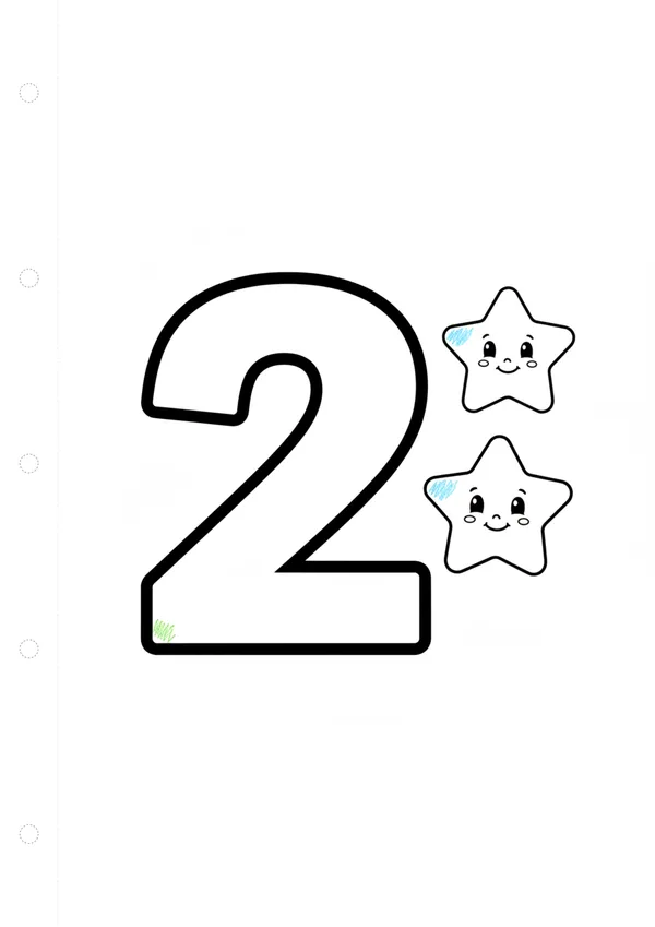 숫자 2 (별 2개) 색칠공부 도안