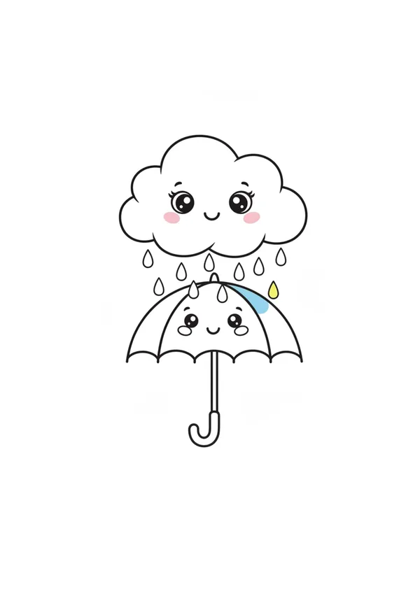비구름과 우산 색칠공부 도안