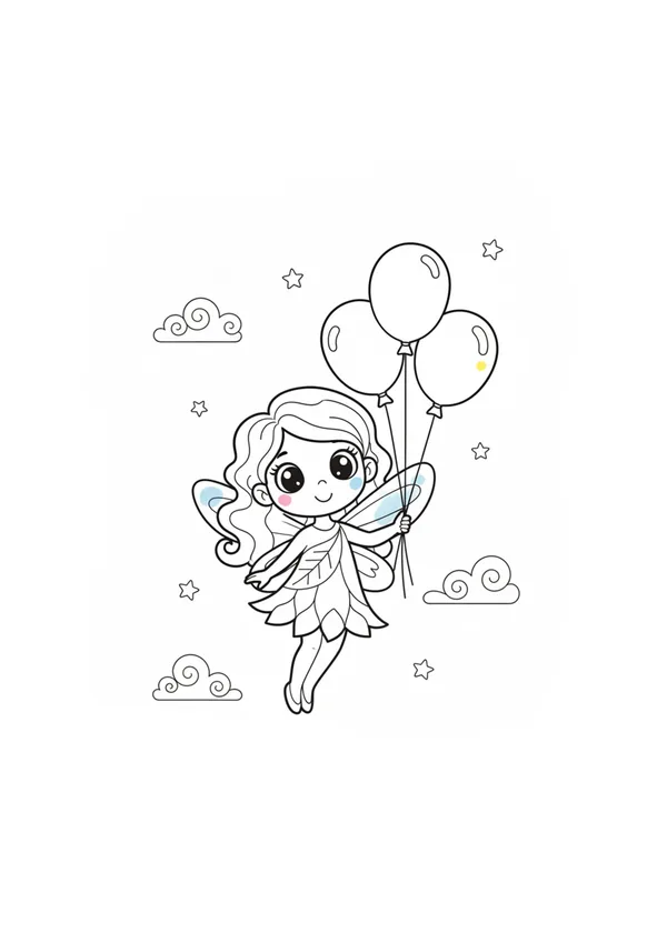 요정 (풍선과 함께) 색칠공부 도안