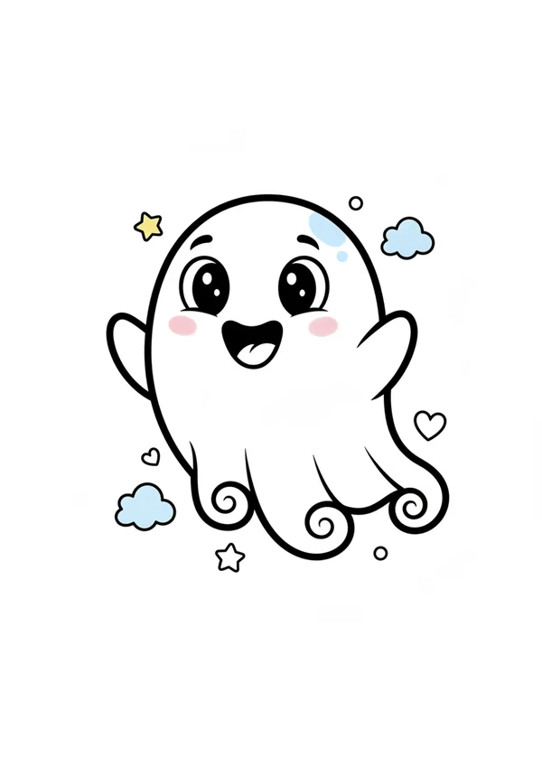유령 (방긋) 색칠공부 도안