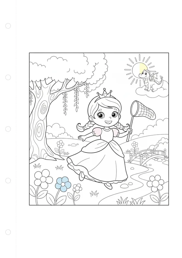 공주 (바깥놀이) 색칠공부 도안