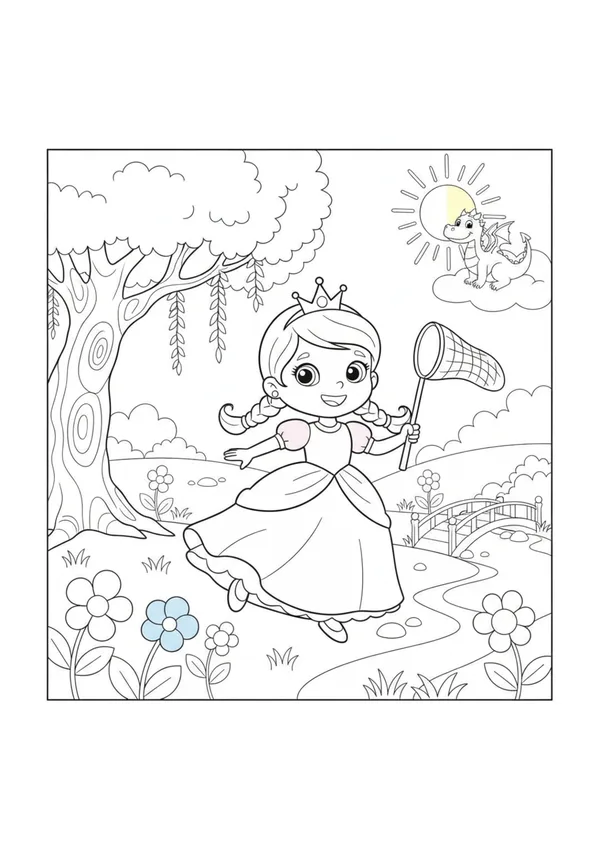 공주 (바깥놀이) 색칠공부 도안
