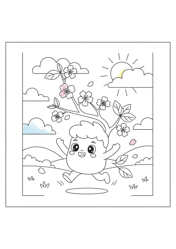 벚꽃 (바깥놀이) 색칠공부 도안