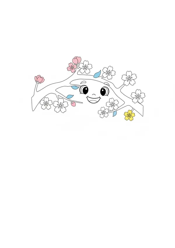 벚꽃 (방긋) 색칠공부 도안