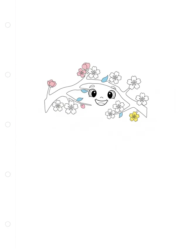 벚꽃 (방긋) 색칠공부 도안