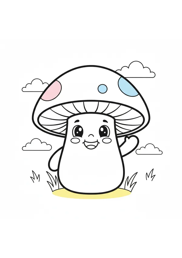 버섯 (방긋) 색칠공부 도안