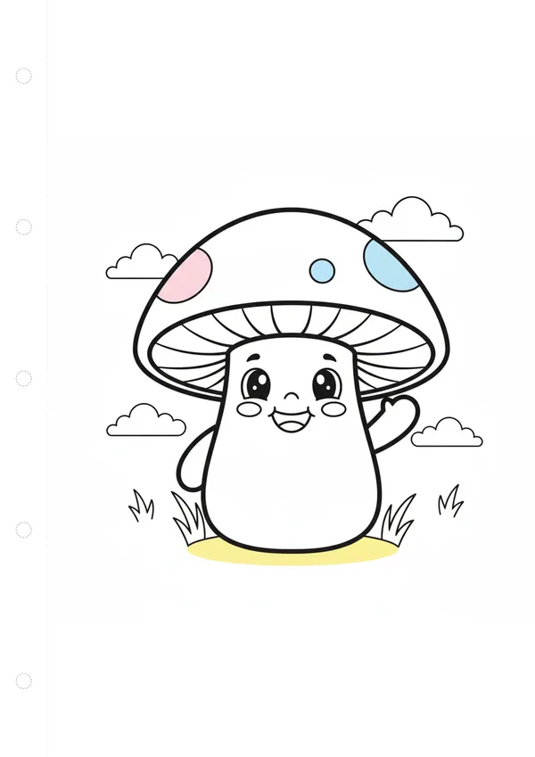 버섯 (방긋) 색칠공부 도안