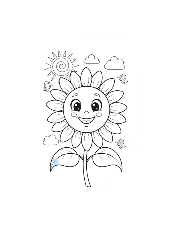 해바라기 (방긋) 색칠공부 도안