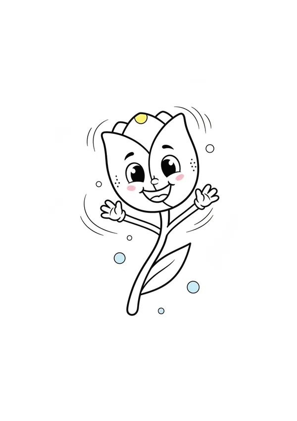 튤립 (방긋) 색칠공부 도안