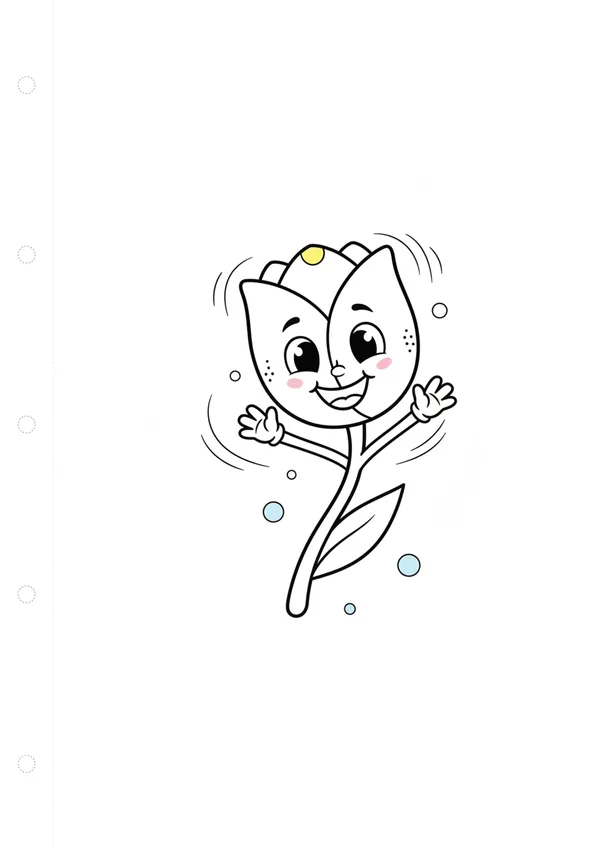 튤립 (방긋) 색칠공부 도안