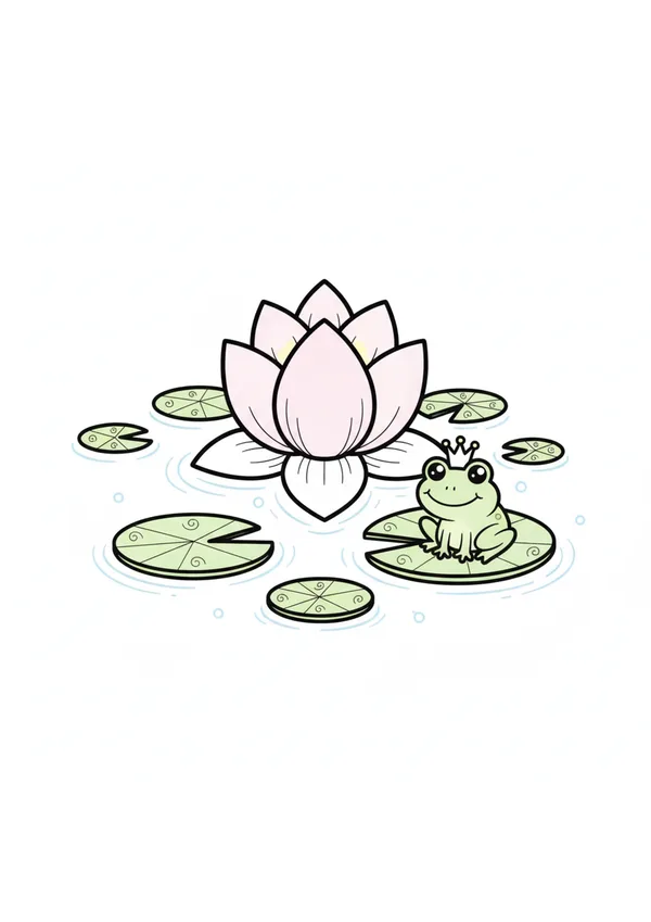 연꽃 연못 색칠공부 도안