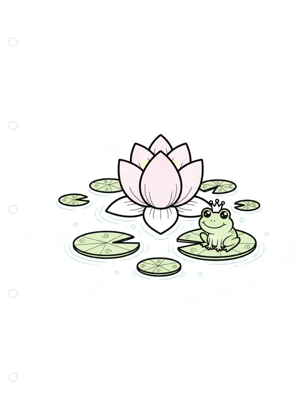 연꽃 연못 색칠공부 도안