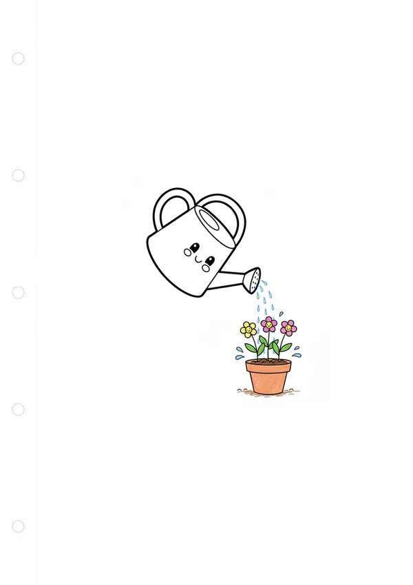 물뿌리개와 꽃 색칠공부 도안