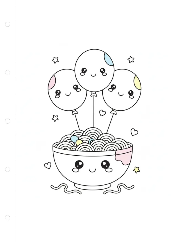 국수 (풍선과 함께) 색칠공부 도안