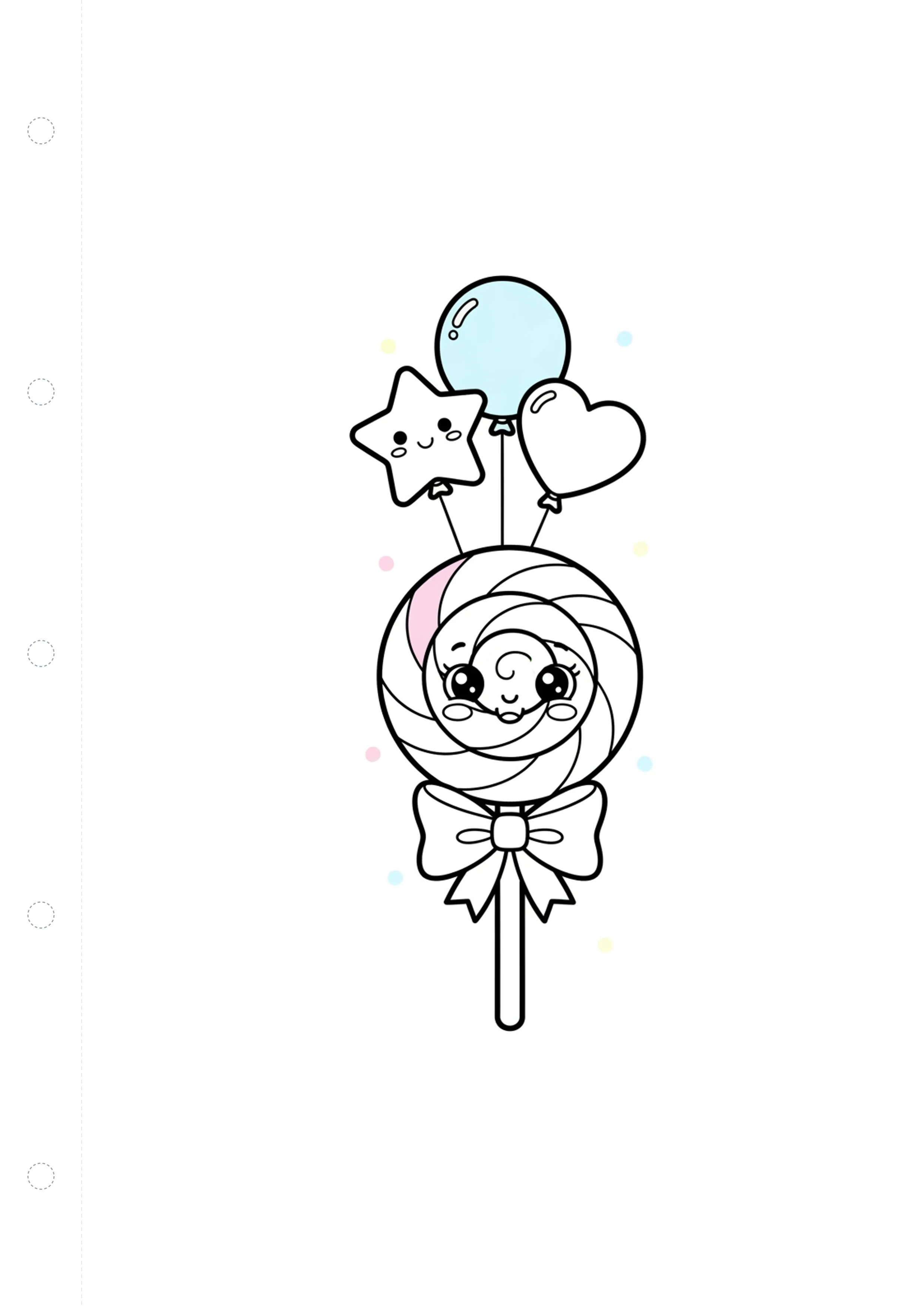 막대사탕 (풍선과 함께) 원본 도안
