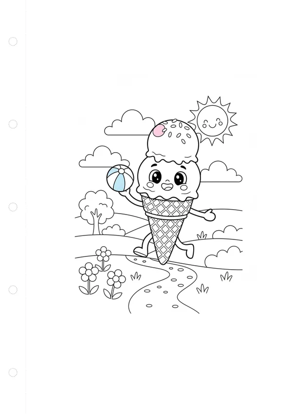아이스크림 (바깥놀이) 색칠공부 도안