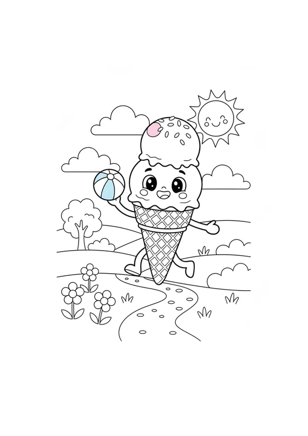 아이스크림 (바깥놀이) 색칠공부 도안