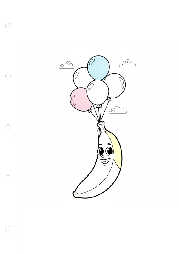 바나나 (풍선과 함께) 색칠공부 도안