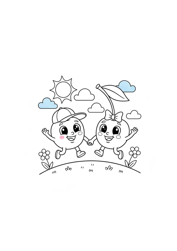 체리 (바깥놀이) 색칠공부 도안