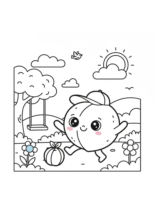 복숭아 (바깥놀이) 색칠공부 도안