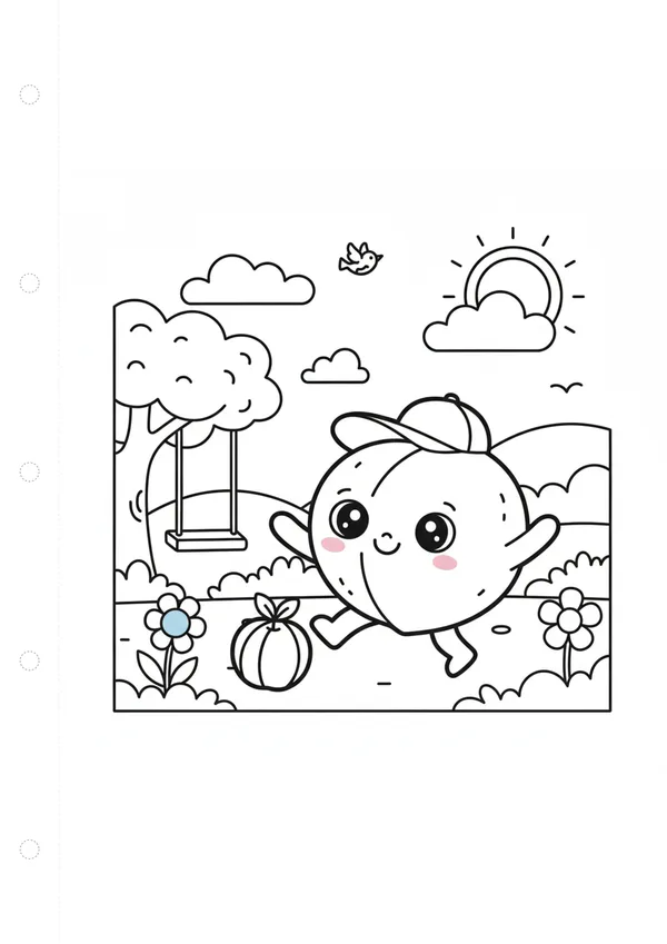 복숭아 (바깥놀이) 색칠공부 도안