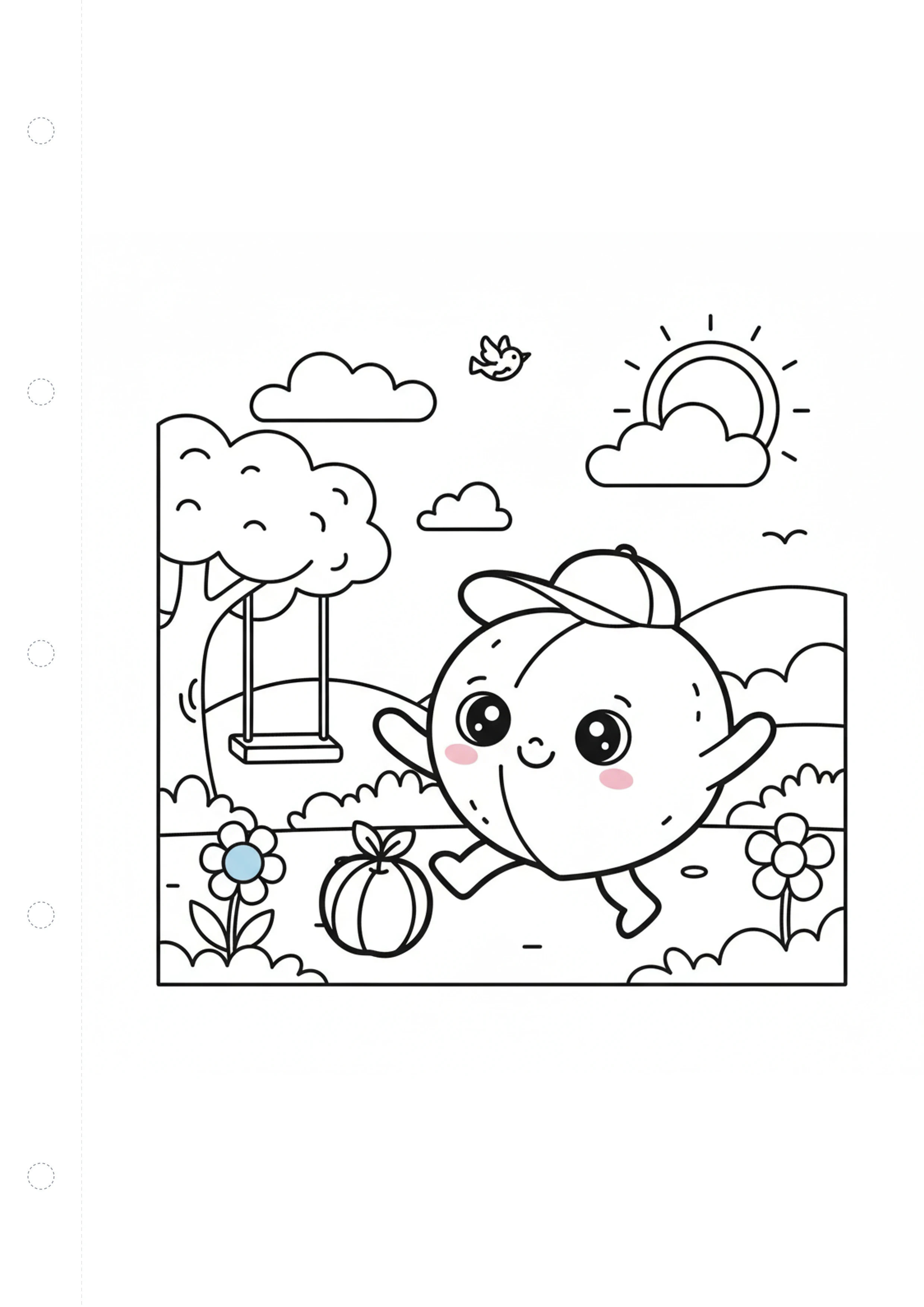 복숭아 (바깥놀이) 원본 도안