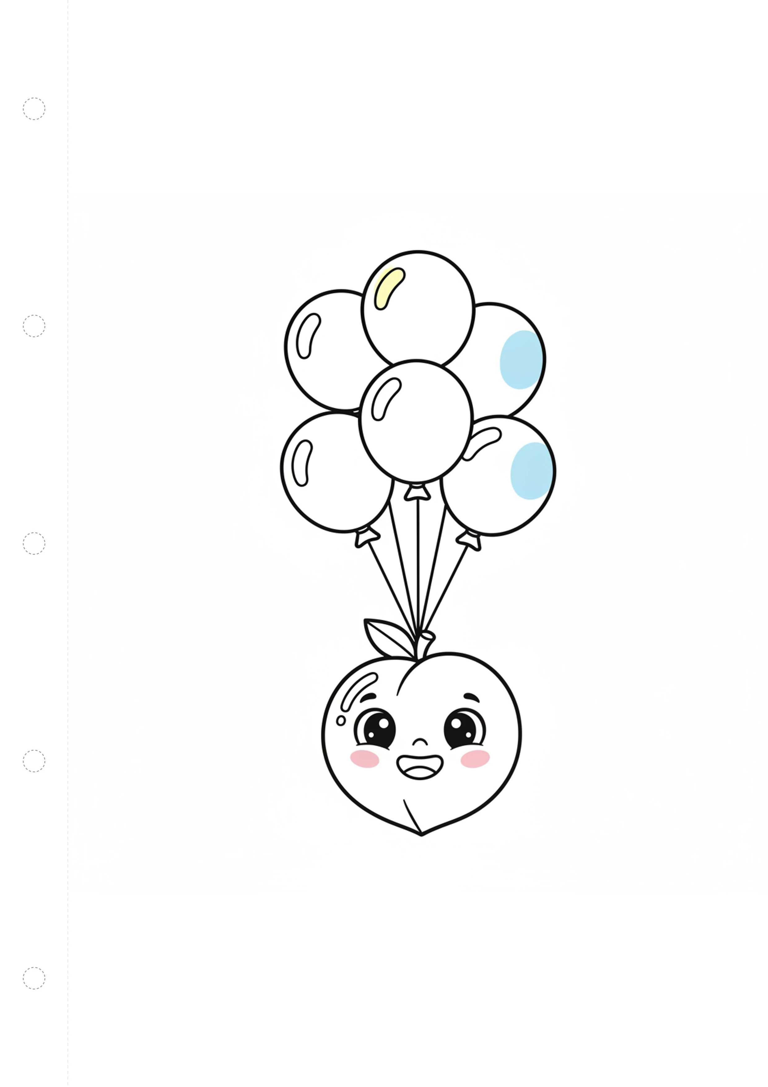 복숭아 (풍선과 함께) 원본 도안