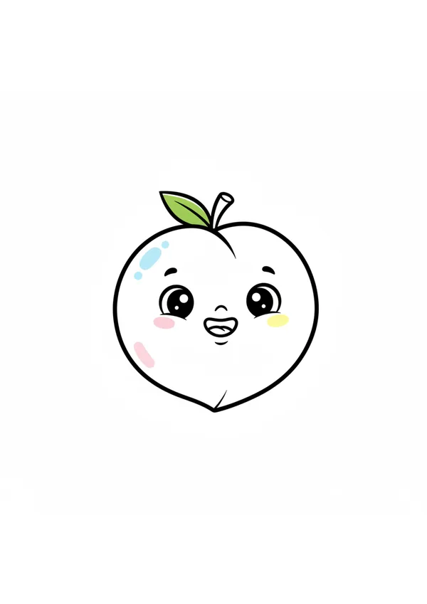 복숭아 (방긋) 색칠공부 도안