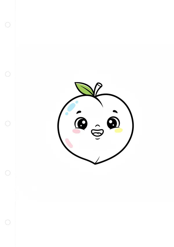 복숭아 (방긋) 색칠공부 도안