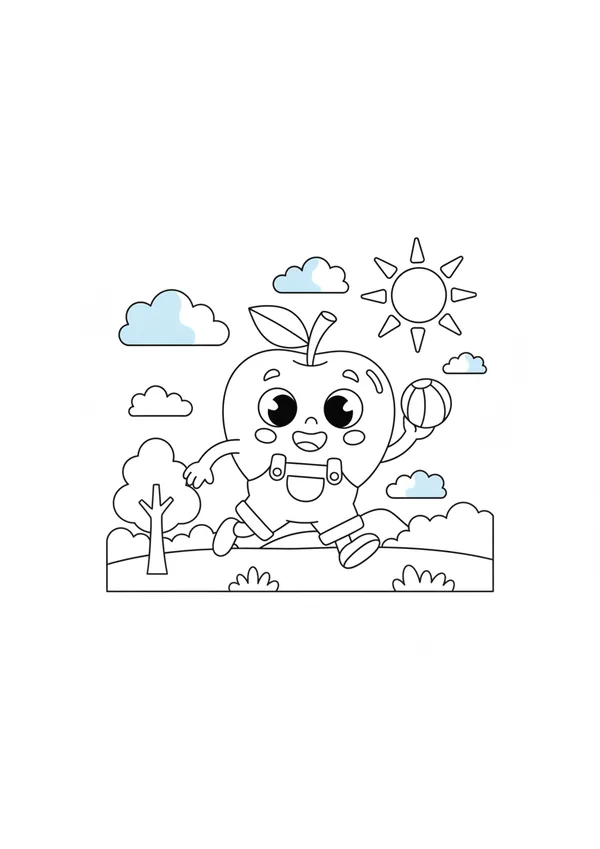 사과 (바깥놀이) 색칠공부 도안