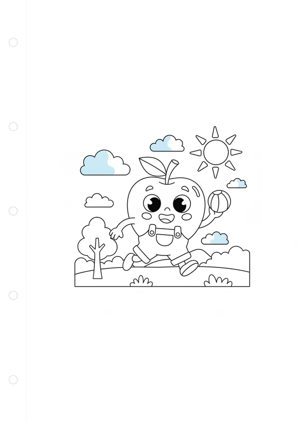 사과 (바깥놀이) 색칠공부 도안