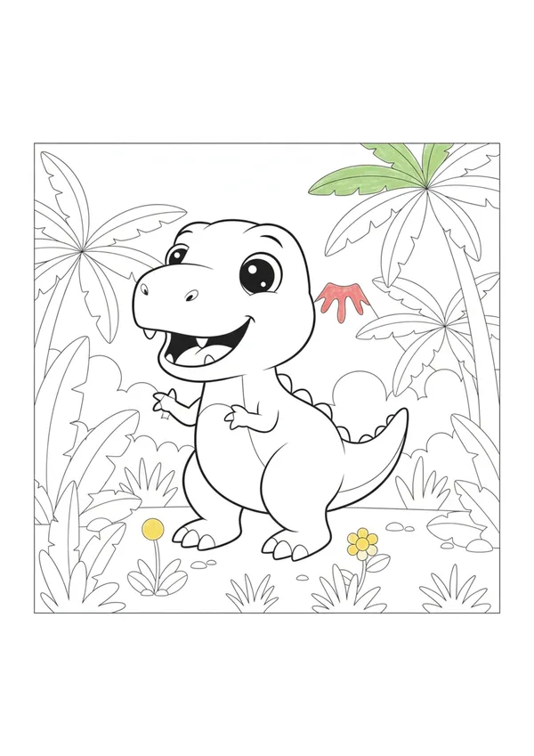 행복한 공룡 색칠공부 도안