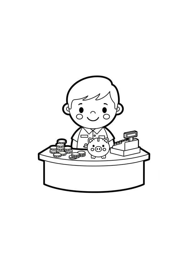 은행원 색칠공부 도안
